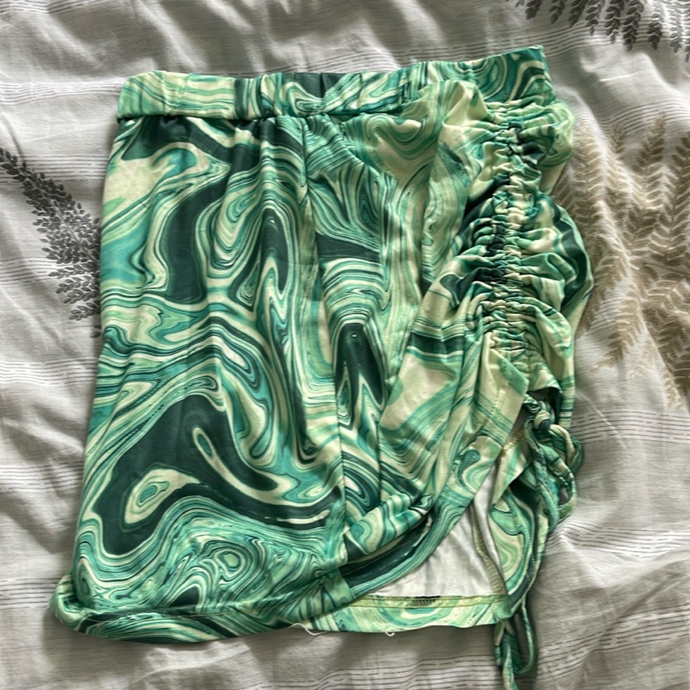 Green Ruched Skirt